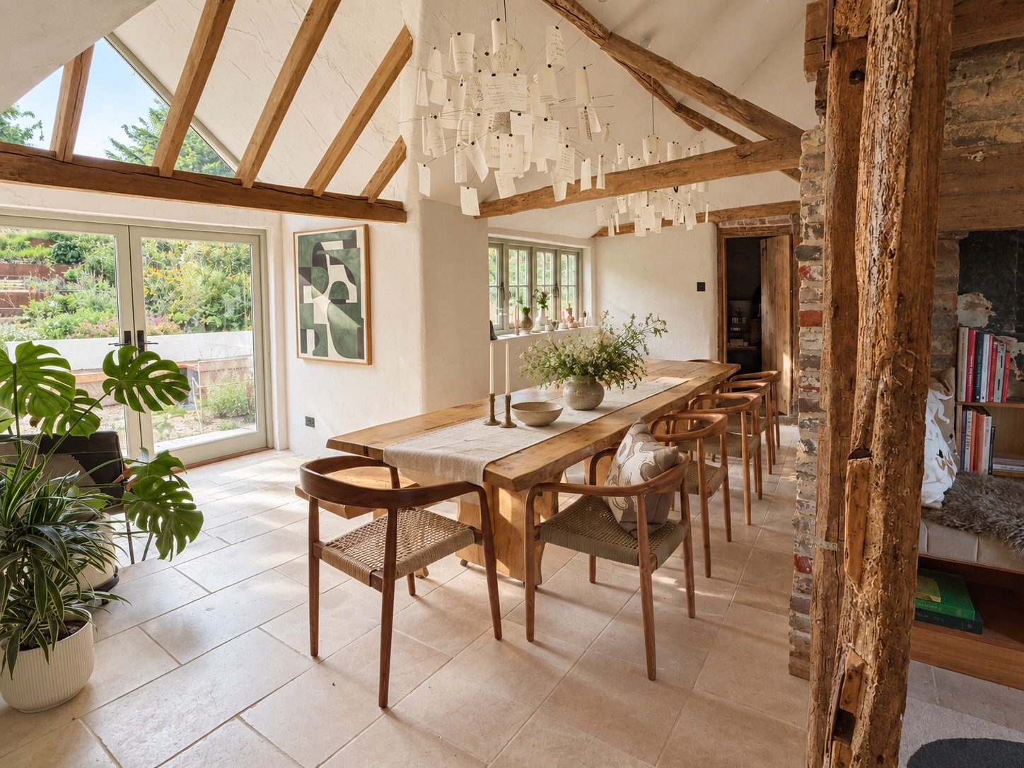 Vaulted oak-framed dining room with exposed beams – USFEW carpentry, Kent