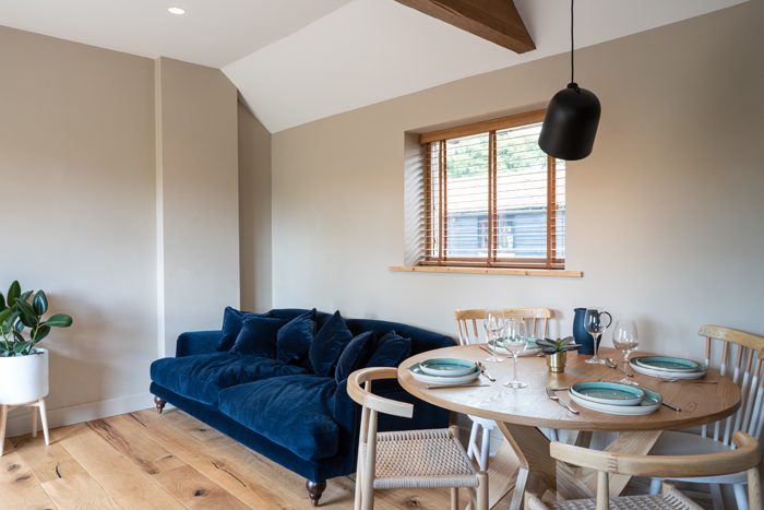 Living room under oak beams – The finished cottage – Home renovation, Kent