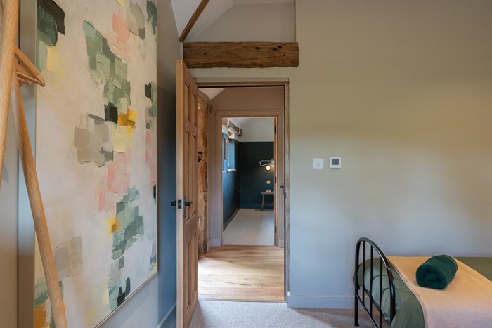 Twin bedroom and landing – The finished cottage – Home renovation, Kent