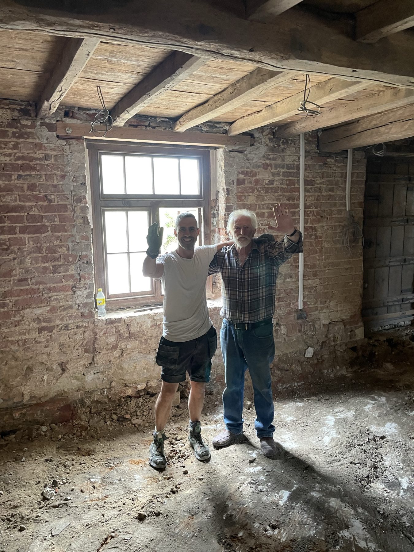 Floor dug out to depth in a period cottage – limecrete floor, Kent