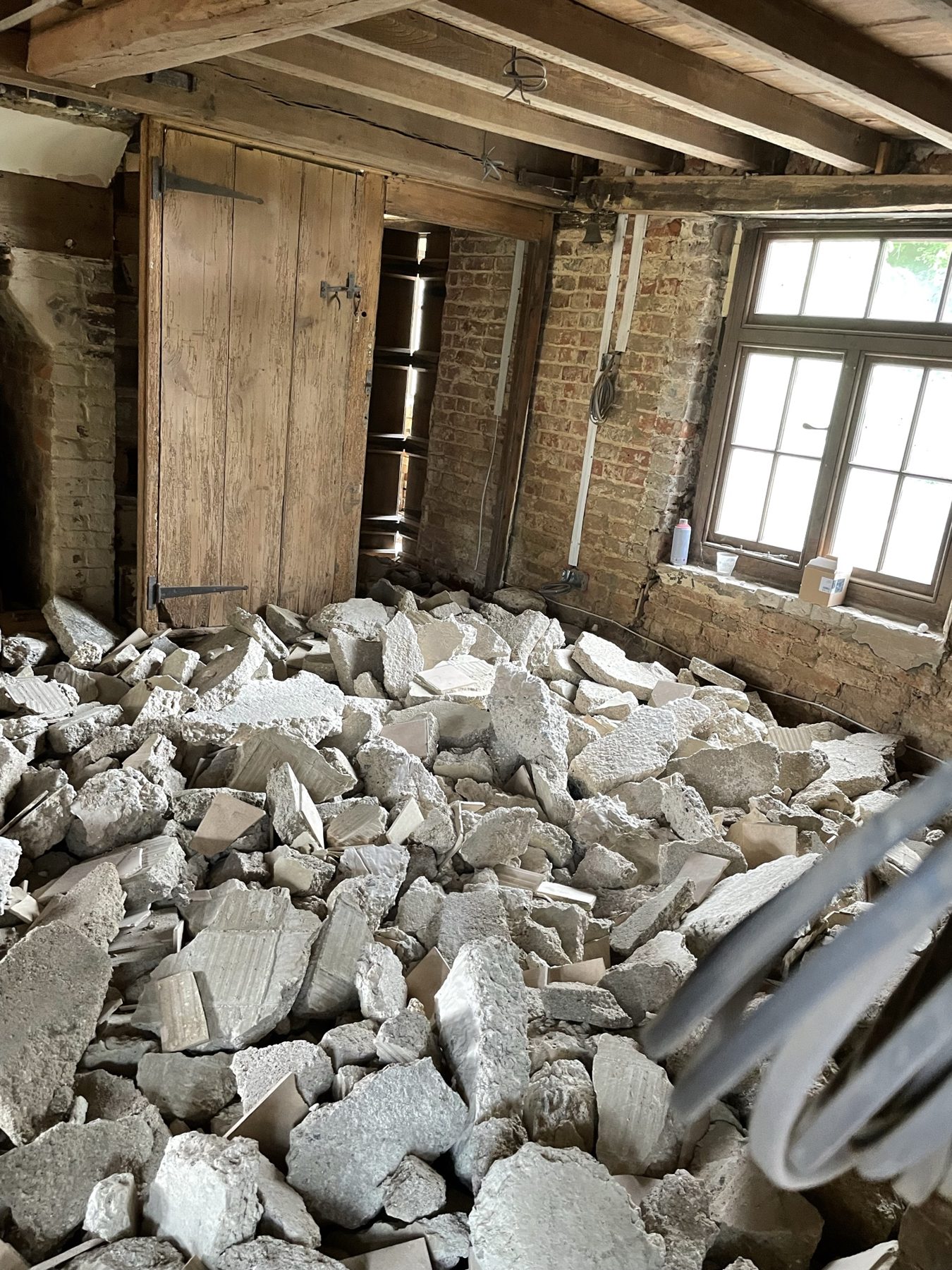 The old concrete floor broken out and ready to go – limecrete floor, Kent