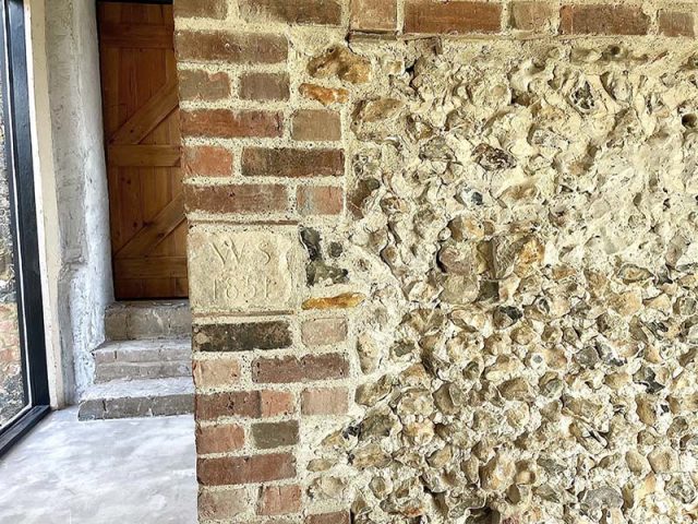 Restored flint wall Restored flint wall